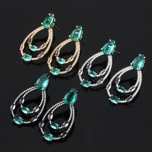 Exquisite Jewelry Eco-friendly Copper <b>Black</b> Gold Plated Color Zircon Water Drop Shape <b>Dangle</b> <b>Earrings</b> Big Fashion Women Elegant - Product Image 5