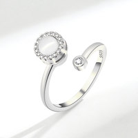 Rotation ronde oeil de chat pierre anneau pour fille cristal anxiété métal cuivre Fidget Spinner anneau luxe qualité bijoux Anillos
