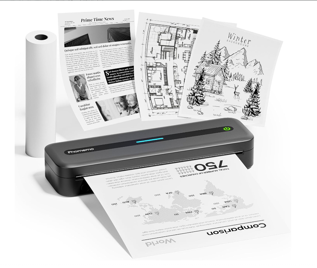 Phomemo M832 300DPI Portable A4 Thermal Printer, Wireless  Inkless Mobile Printer for Documents & Multi-Size Labels