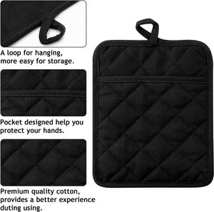 Mitaines de four en <span class=keywords><strong>silicone</strong></span> en tissu de coton maniques antidérapantes avec poche pour la cuisson à domicile Logo personnalisé imprimé Design élégant - Product Image 3