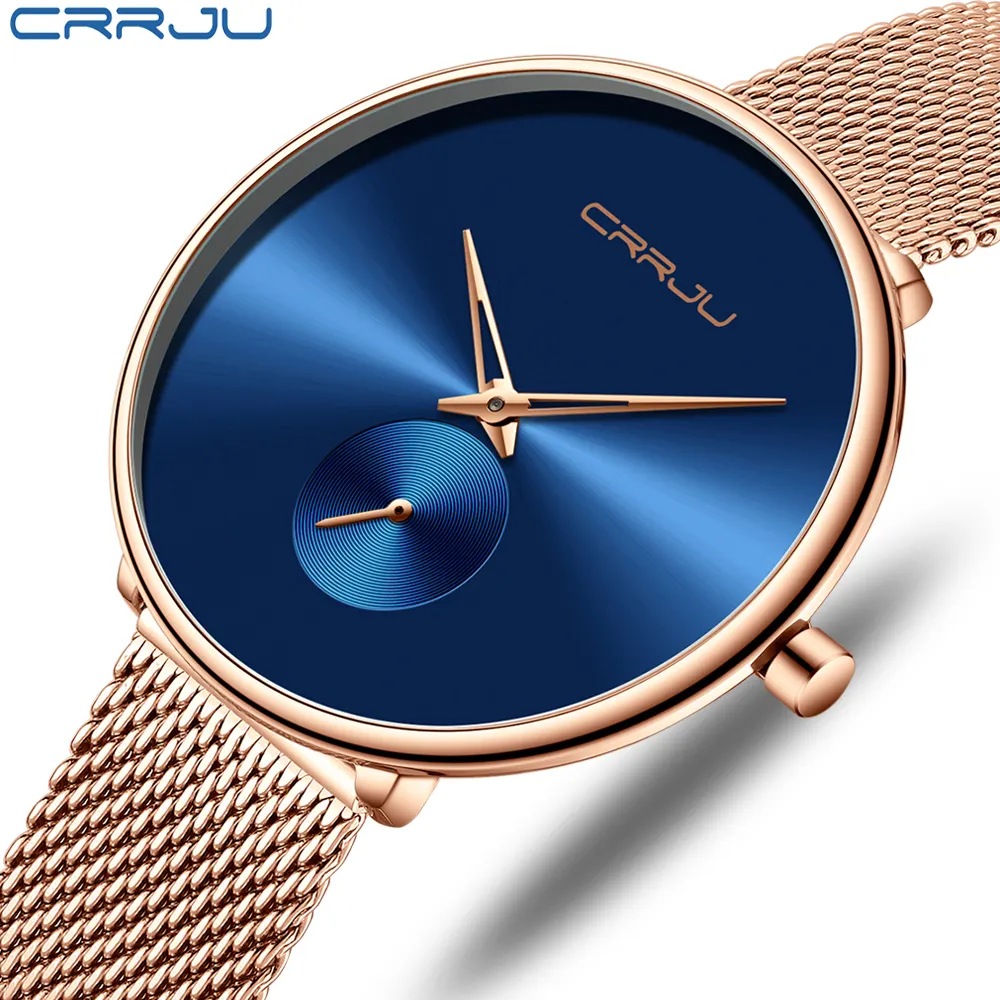 CRRJU original factory 2165 Fashion Daily Dress Mesh gold band Quartz womens watches in wristwatches