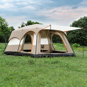 Tente double couche quatre saisons en tissu Oxford pour 6-8 personnes, résistante au soleil et à la pluie, avec poteaux en aluminium et fibre <span class=keywords><strong>de</strong></span> verre, idéale pour le <span class=keywords><strong>camping</strong></span> et les pique-niques en extérieur - Product Image 1