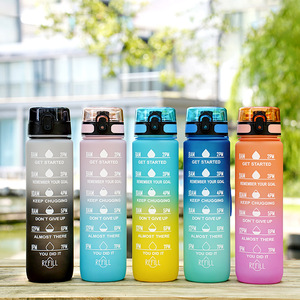 Botellas de Agua de Plástico Rígido de 1000 ml con Marcador de Tiempo y Frases Motivacionales para Gimnasio y Uso al Aire Libre, Gran Venta - Product Image 4