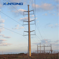 Poteau de transmission de petite puissance en acier galvanisé léger de 10 m pour le développement du réseau rural au Ghana