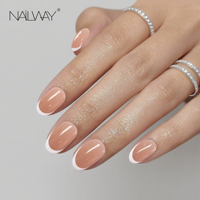Fournisseur professionnel Nailway – Faux ongles ronds courts, 30 pièces, 15 tailles, style French, vente en gros, sur mesure, marque privée
