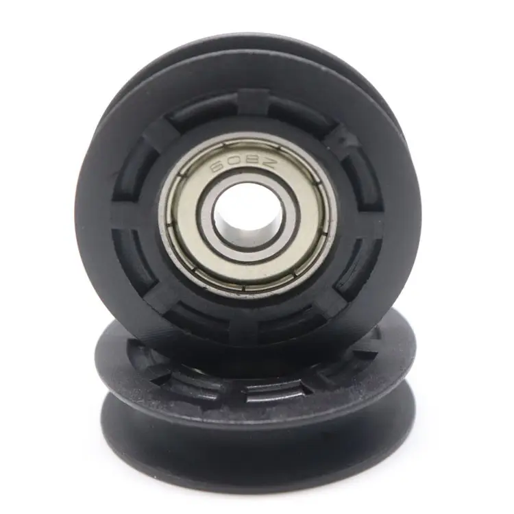 China wholesale 608 bearing with black color U-groove PA66 plus 30% fiber plastic nylon pulley for doors and windows