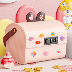 Cartoon Piggy Bank Lockable Plastic Desktop <b>Storage</b> <b>Box</b> With Combination Lock For Children Money Saving And <b>Document</b> <b>Storage</b> - Product Image 2