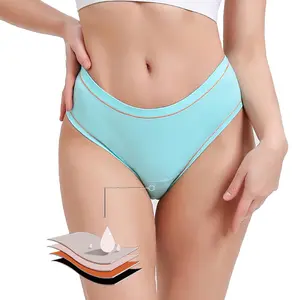 Intiflower PL520 celana dalam wanita, pakaian dalam menstruasi anti bocor 4 lapisan, celana dalam katun bersirkulasi udara untuk remaja perempuan