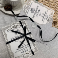 Carte de remerciement personnalisée élégante en papier blanc découpé au laser avec dentelle, pour mariage, avec enveloppe, vente en gros