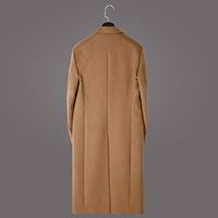 Manteau long formel pour homme, respirant, automne-hiver, couleur unie, résistant au froid, tissu en laine peignée, col double, décontracté, fermeture éclair
