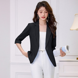 Thin Tencel Blazer For Women Mid Sleeve Short Casual High End Solid Color Breathable No Wrinkle Treatment - Product Image 3