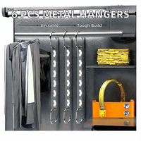 Crochets et rails multifonctionnels en métal brillant, 6 pièces, à un seul niveau, pour organiser les vêtements, crochets pour penderie, salle de bain, salon