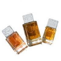 Botella de Perfume Cuadrada de Vidrio de 30ml 50ml 100ml, Pulverizador con Bomba Vacía, Base Gruesa, Tapa de Cemento, Envase Cosmético