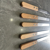 Brochettes plates en acier inoxydable de qualité alimentaire avec manche en bois naturel, réutilisables, pour kebab, barbecue et grillades de viande