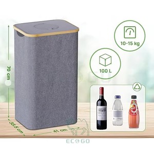 Contenedor de Recolección de Botellas Rectangular con Capacidad Personalizable, Diseño con Tapa Abatible, Bolsa de Transporte Integrada de Tela de Bambú - Product Image 2