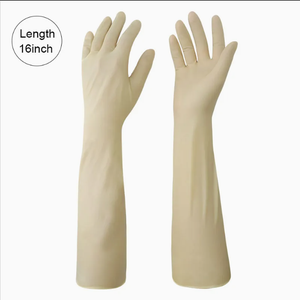 16-дюймовые удлиненные утолщенные латексные перчатки без пудры для чистых помещений, кислотощелочестойкие, противоскользящие, в вакуумной упаковке, для лабораторий - Product Image 2