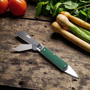 Couteau pliant pour greffage, acier inoxydable, manche en plastique, coupe-ramures pour semis de jardin, lame pour pépinière, outil d'élagage K5134N - Product Image 5