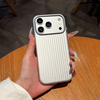 Funda Metálica para Teléfono con Diseño de Maleta para iPhone 17 Pro Max 15, Antigolpes, con Botones Metálicos a Rayas
