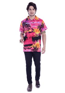 เสื้อพิมพ์ลายพาราไดซ์โพลีเอสเตอร์อินเดียสำหรับผู้ชายเสื้อเชิ้ตทรงสลิมฟิตแขนสั้นใส่ได้ทั้งชายและหญิงเสื้อลำลองสำหรับฤดูร้อน - Product Image 3