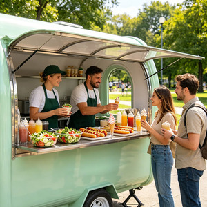 Camión de Comida Móvil Personalizado de Fibra de Vidrio para Hot Dogs, Remolques de Comida Móviles, Carritos Pequeños de Comida Rápida - Product Image 1