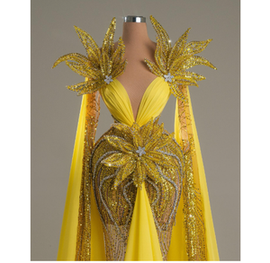 Robes de soirée de luxe pour femmes, silhouette sirène, longueur au sol, soutien-gorge intégré, broderie artisanale, détails perlés, respirantes - Product Image 4