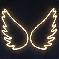 Livraison directe en stock, ailes d'ange personnalisées, lettres lumineuses en acrylique 3D, enseigne au néon LED ouverte, logo Happy Birthday, enseigne au néon personnalisée