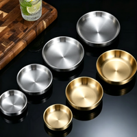 Plat à sauce en acier inoxydable 304, finition métal brossé, petit bol de service doré, assiette à condiments pour restaurant, hôtel, restauration, vente en gros