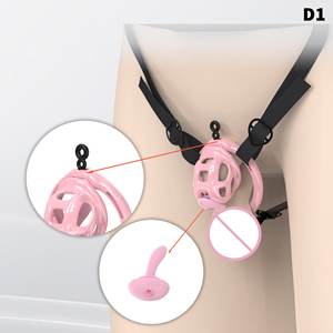 Jaula de Castidad YPM para Pene, Impresión 3D, Resina Negra y Rosa, con 6 Anillos de Diferentes Tamaños, Arnés, Mini Candado de Plástico, Trans <span class=keywords><strong>Love</strong></span> - Product Image 2