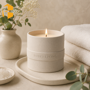 Pot à bougie en céramique mate réutilisable FUBEI Living Eco avec logo personnalisé en relief, bougie parfumée à la <span class=keywords><strong>cire</strong></span> de soja, vente en gros de pots à bougies - Product Image 3