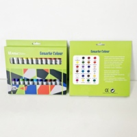 Lot de 24 tubes de gouache non toxiques en aluminium-plastique, couleurs variées, pour l'art sur papier – Qualité étudiante/professionnelle, en boîte – Offre spéciale