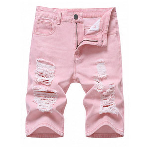 Shorts en jean tricoté coupe droite taille mi-haute pour homme, coupe slim, style streetwear décontracté d'été, nouvelle collection, sur mesure, vente en gros - Product Image 4