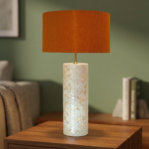 Lampe de table électrique artisanale en nacre avec éclairage LED à intensité variable et incrustation décorative de coquillages pour une décoration intérieure haut de gamme - Product Image 3
