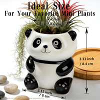 Pot Tanaman Keramik Bentuk Hewan Lucu Buatan Tangan Grosir, Vas Keramik Mini 3D Panda Jerapah untuk Pot Sukulen Kecil