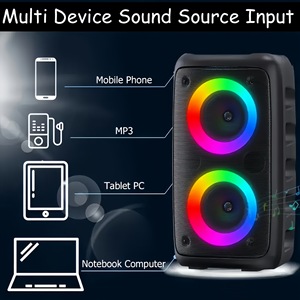 HY-3317 Portable Wireless Karaoke <strong>Speaker</strong> RGB LED Lighting <strong>Microphone</strong> Integrated Sound Audio System Home KTV Party Battery Power - Product Image 5