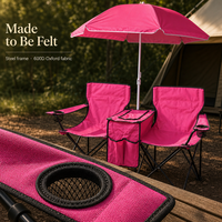 Chaise de camping double compacte et portable avec parasol amovible et sac isotherme