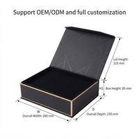 Ensemble d'emballages de luxe sur mesure pour soins de la peau, noir, avec bordure dorée, fermeture magnétique, boîte rigide pliable