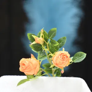ראשי פרחים מלאכותיים פרחים פרמיים חיצוניים בלבן עם כחול בהיר