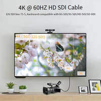 Cable de Video Coaxial SDI BNC de Transmisión Compatible con RG6 de 75 Ohmios, Blindado, de Baja Pérdida, para Transmisión de Larga Distancia Ultra HD 4K60Hz