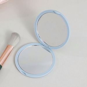 Magnet Switch Personalized <b>Plastic</b> Compact Double Sided Silver Finish Cosmetic Pocket <b>Mirror</b> with Magnifying Feature USA Mairun - Product Image 4