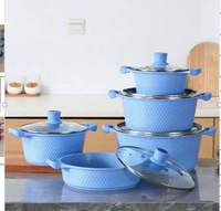 Ensemble de 10 ustensiles de cuisine en granit de 32 cm, comprenant des casseroles profondes de 20-32 cm et une poêle peu profonde de 28 cm, pour cuisine familiale, vente en gros et approvisionnement en vrac