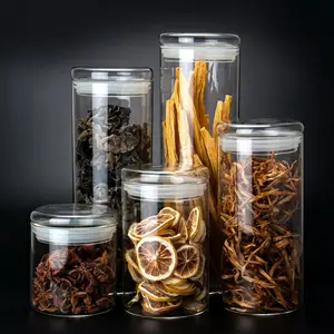 Fabrika depolama şişeleri & Amp; Kavanozlar gıda saklama kabı hava geçirmez bambu kapaklı Borosilicale şeffaf cam kavanoz