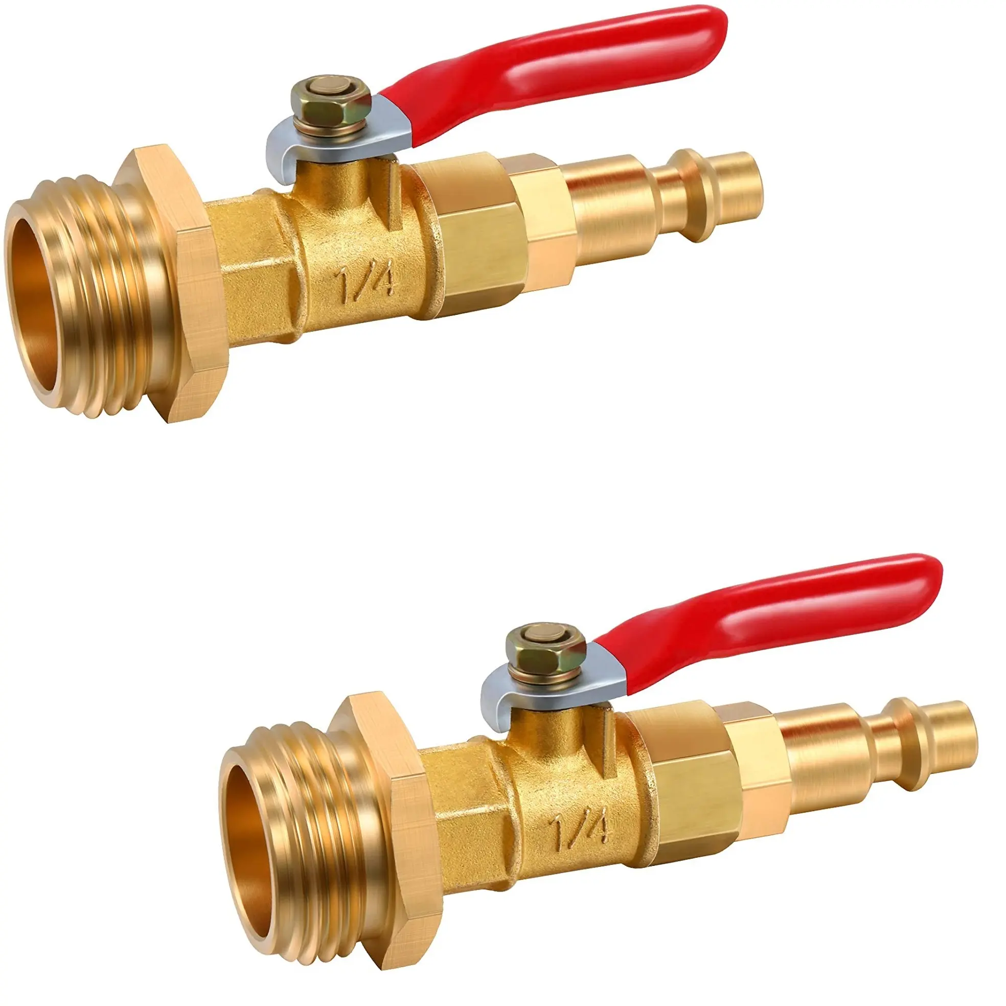 Brass Made Winterize Blowout Adapter with 1/4 Inch Ball Valve Easy Blow Out Water to Winterize