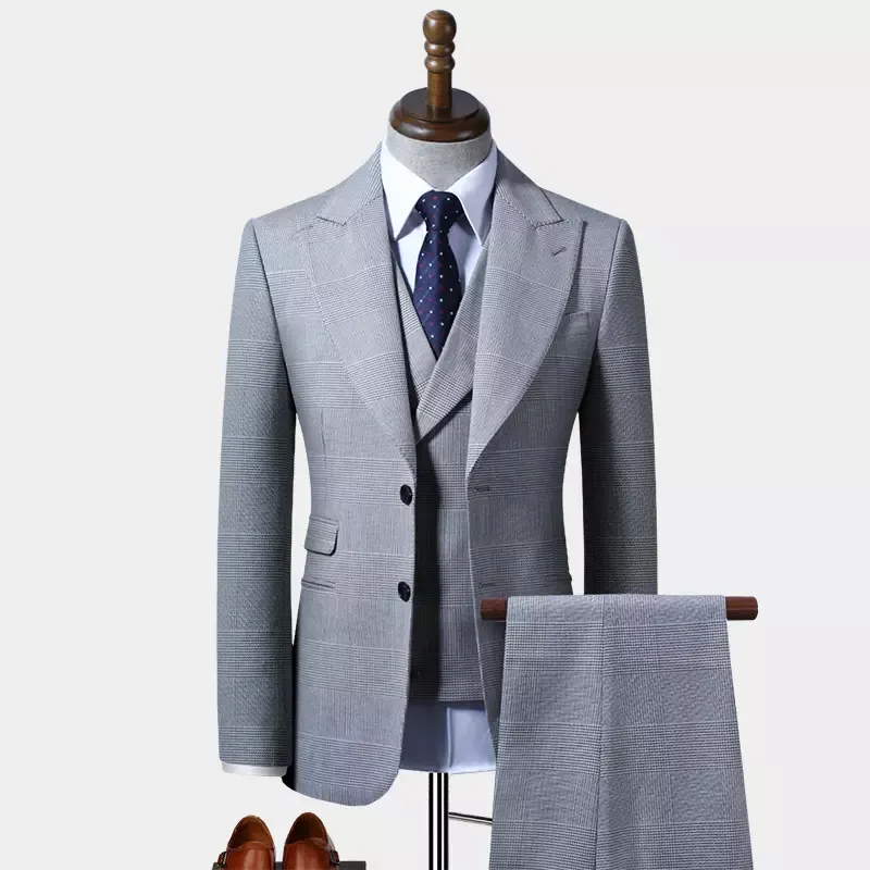 Men's suit coat vest pants three piece factory wholesale custom logo color wedding business office men's suit