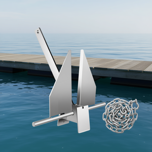 Kit d'ancre Fluke Style 8,5 lb en acier galvanisé pour bateaux de 15 à 24 pieds avec chaîne et corde, ancre marine pour bateau - Product Image 2