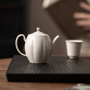 Guanlan Wood Ash Ceramic Teapot Porcelain Oval With Lid Kung Fu <b>Tea</b> <b>Set</b> Small Household Retro Afternoon <b>Tea</b> - Product Image 1