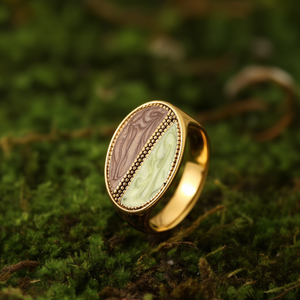 Bague tendance en acier inoxydable 316L plaqué or PVD, design ovale durable et résistant - Product Image 3