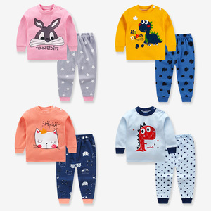 2022 enfants 100% coton long Johns costume <span class=keywords><strong>pas</strong></span> <span class=keywords><strong>cher</strong></span> hommes et femmes pyjamas dessin animé bébé <span class=keywords><strong>sous</strong></span>-vêtements ensemble deux pièces - Product Image 1