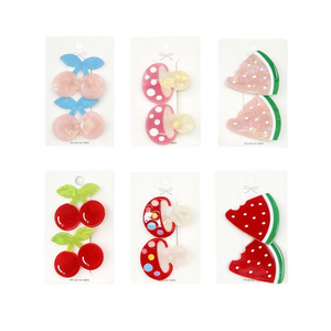 Ensemble de pinces à cheveux en forme de fruits avec motif cerise et pastèque pour enfants et filles, 1200 pièces par boîte - Product Image 2