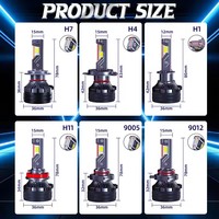 DILUSY Phares LED Laser 12V pour Voiture Ampoules H1/H7/H4/9005/9012/H11 180W Ultra-Lumineux 9000LM Feux de Croisement/Route Rétrofit