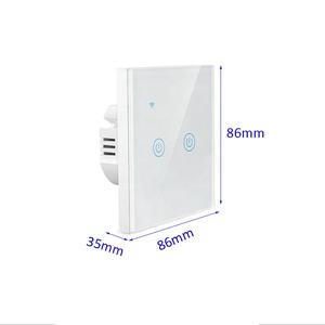 Saklar Lampu Dinding Sentuh Wifi Tuya Smart EU 1 2 <span class=keywords><strong>3</strong></span> 4 Gang dengan Kabel Netral, Kontrol Suara Alexa Google Home - Product Image 2